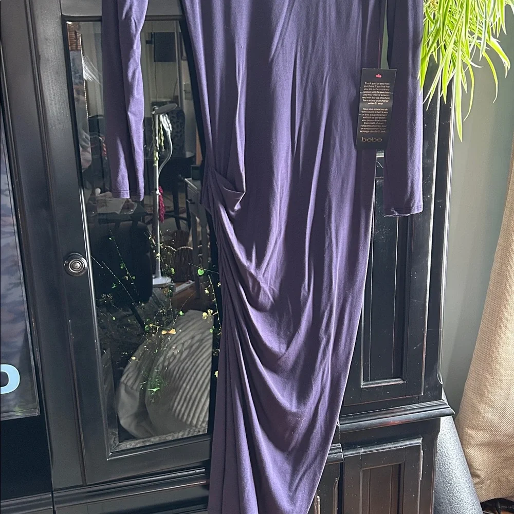 Bebe Deep Purple Draped Neck Dress, M, NWT - Picture 6 of 6